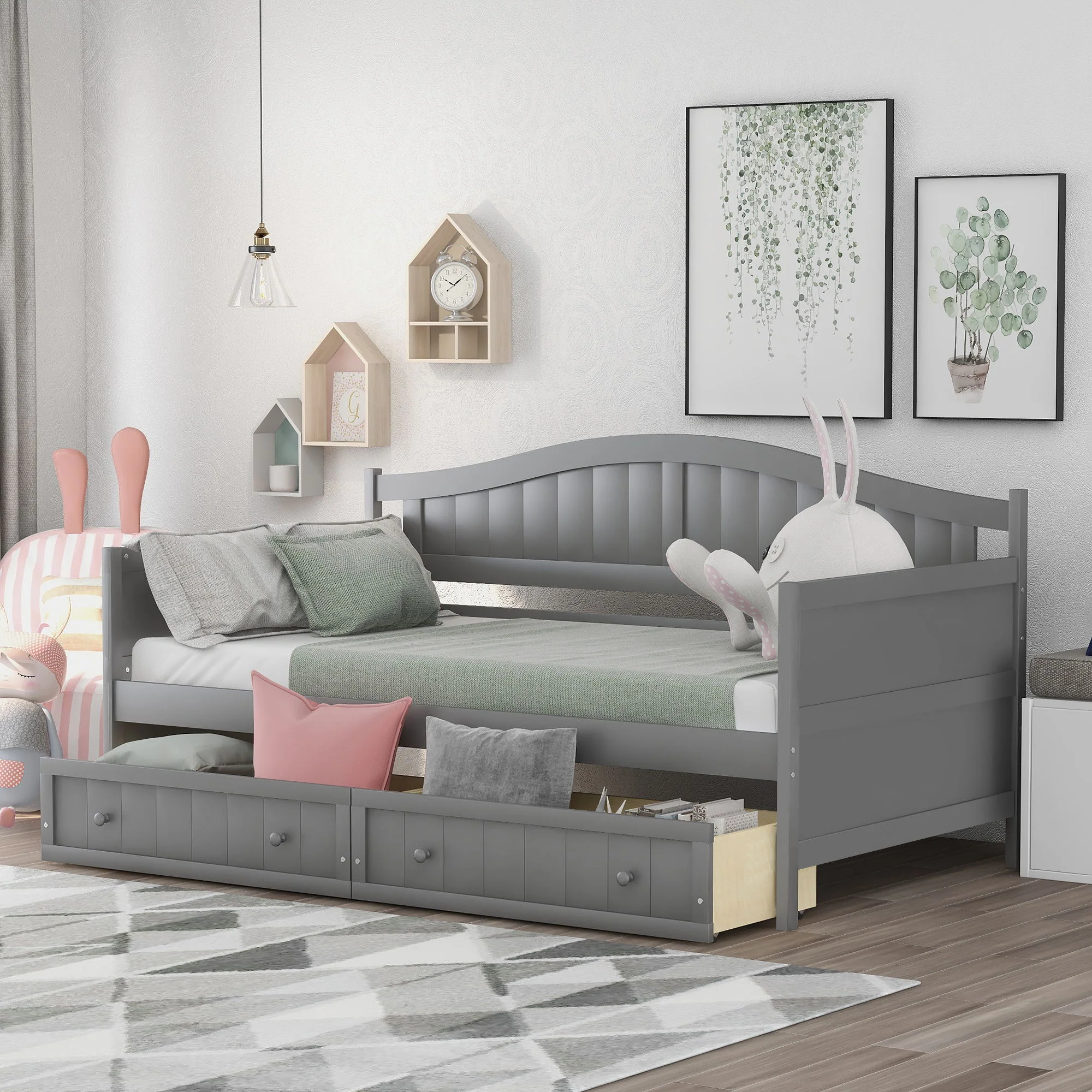 Wooden Daybed, Sofa Bed, No Box Spring Needed