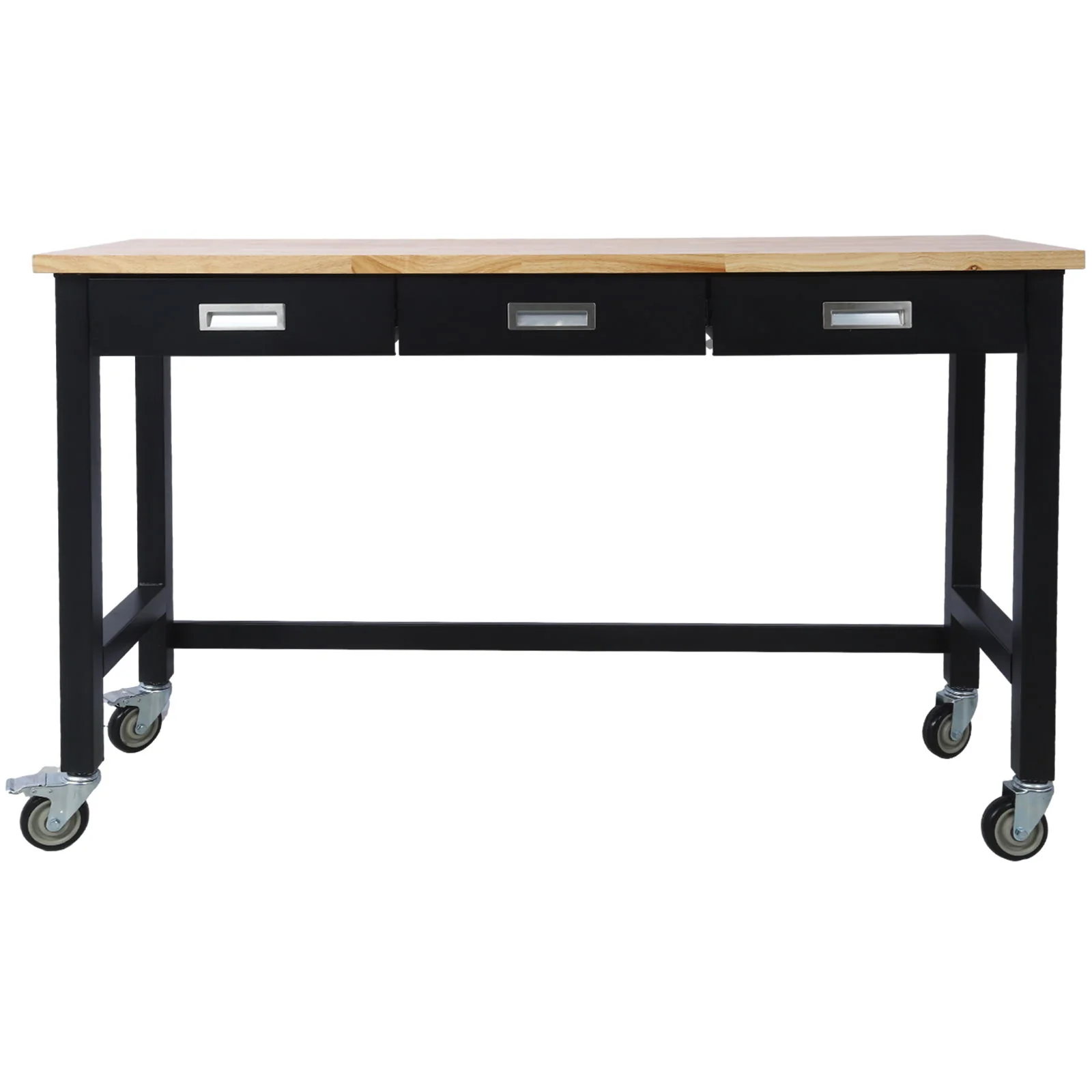 Work Bench, Workbench With Drawer Storage, Heavy Duty Bamboo Wood Work Table With Wheels For Garage Home Office - Image 7