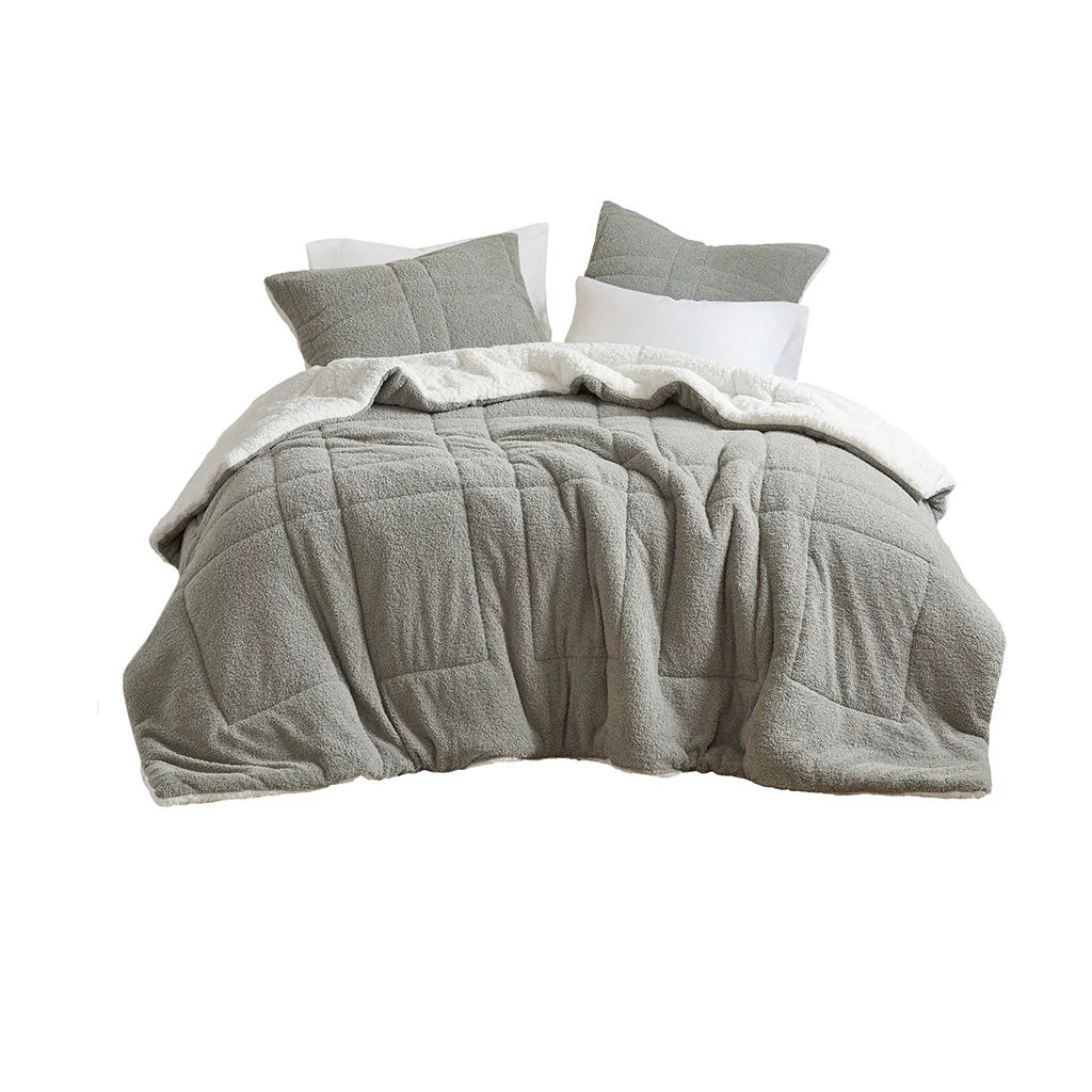 Wynne - 3 Piece Full/Queen Comforter Set - Gray - Image 3