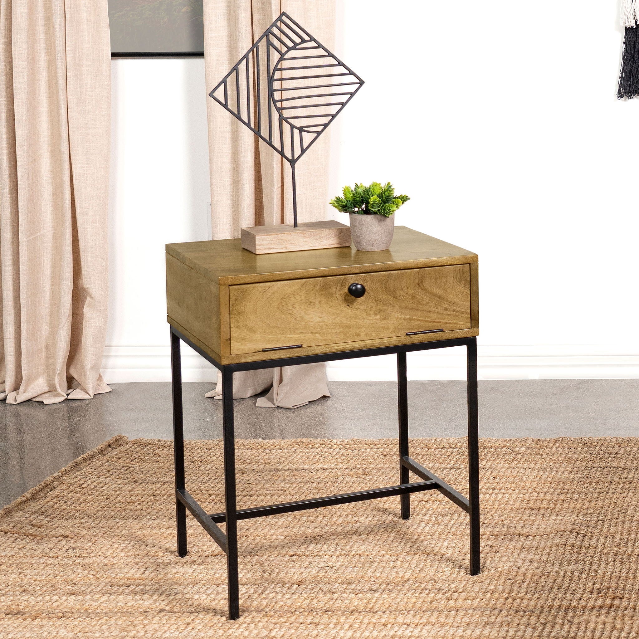 Wyrik - Rectangular Side End Table - Honey - Image 3