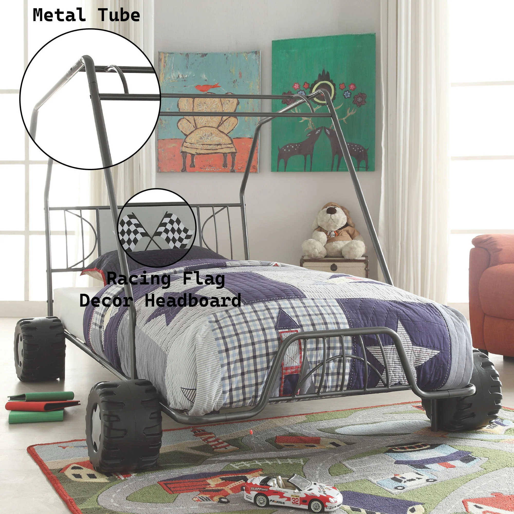 Xander - Twin Go Kart Bed - Gunmetal - Image 2