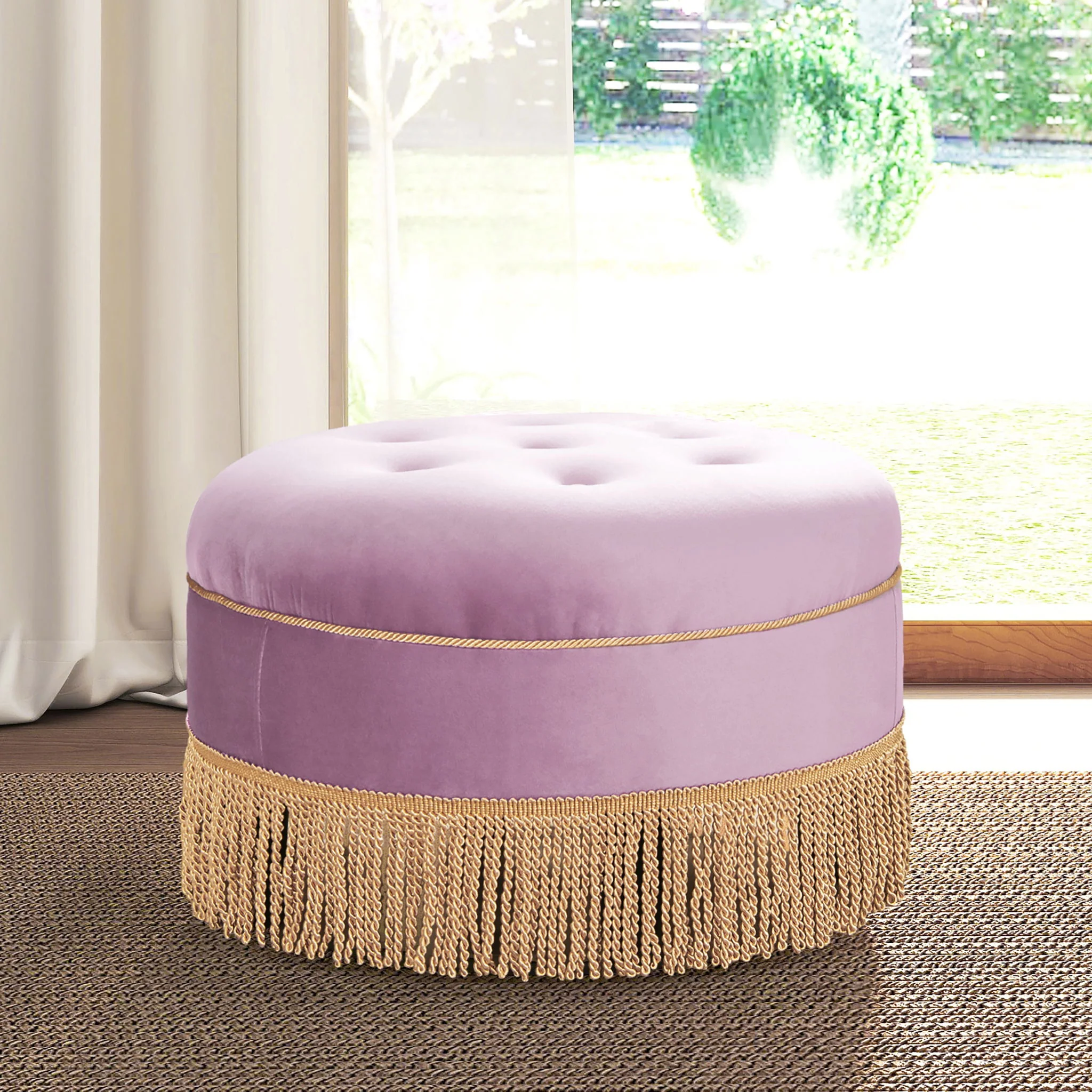 Yolanda - Round Upholstered Accent Ottoman - Image 2