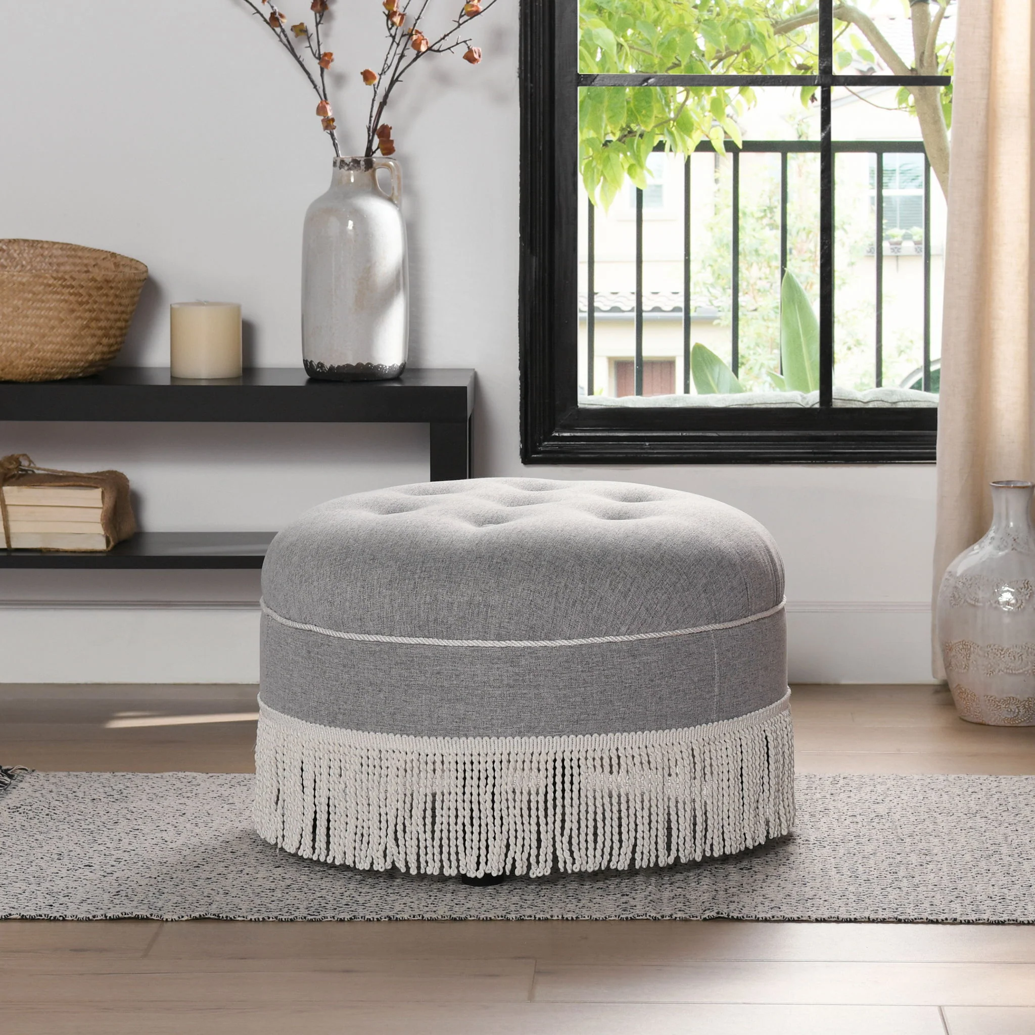 Yolanda - Round Upholstered Accent Ottoman - Image 4