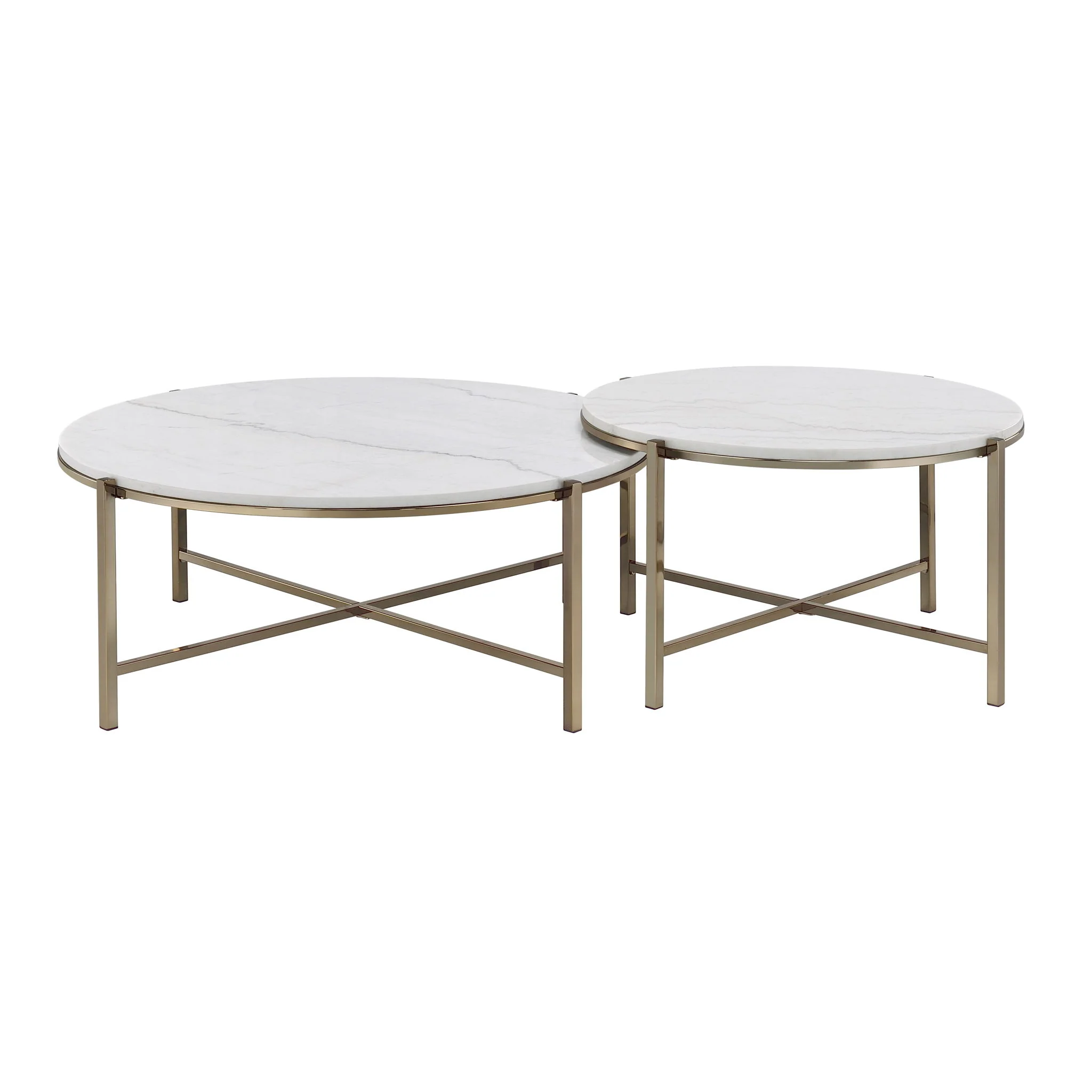 Zaidee - Marble Top Nickel Nesting Table Set - White - Image 3