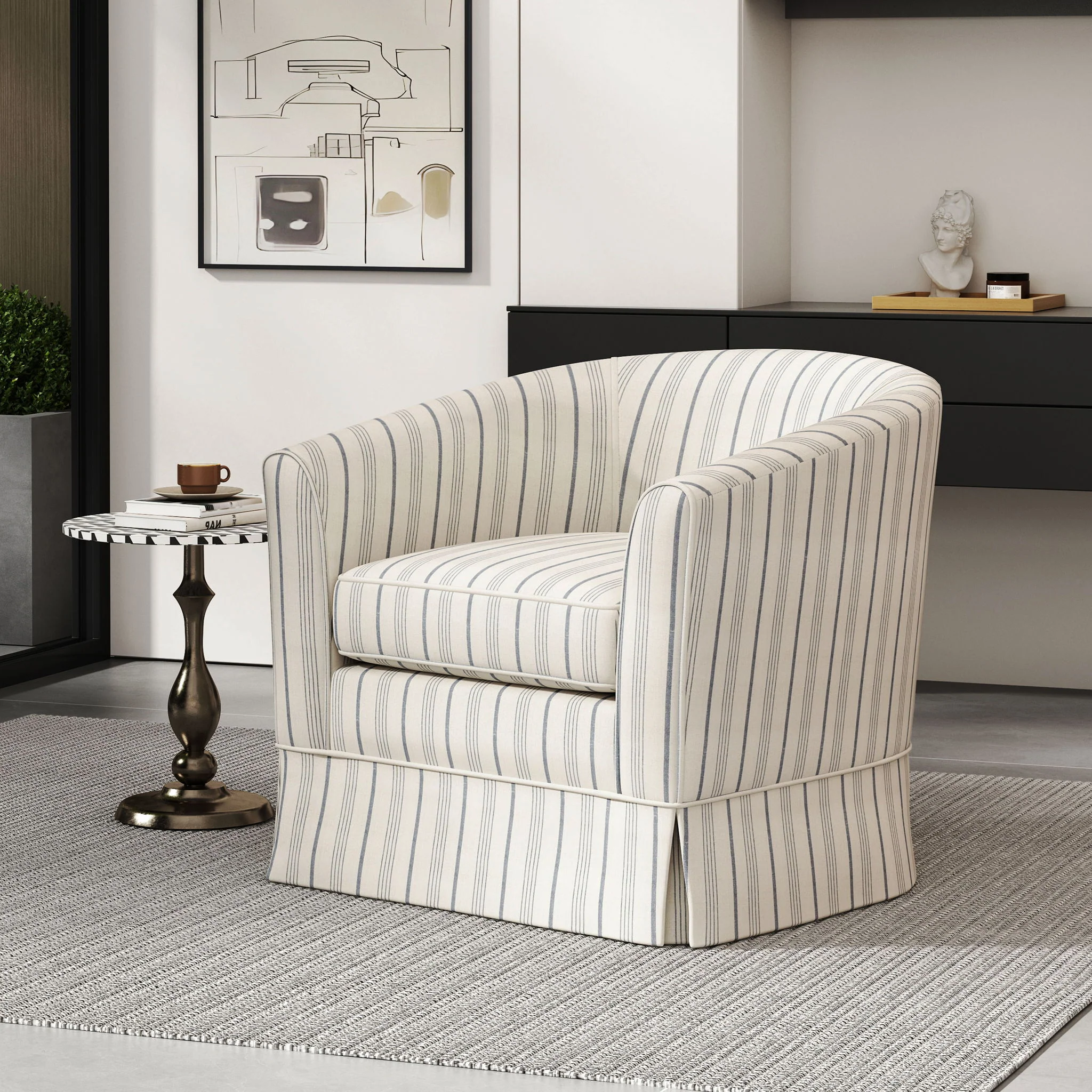 Zeniqua - Upholstered Swivel Chair With Loose Cover - Image 6