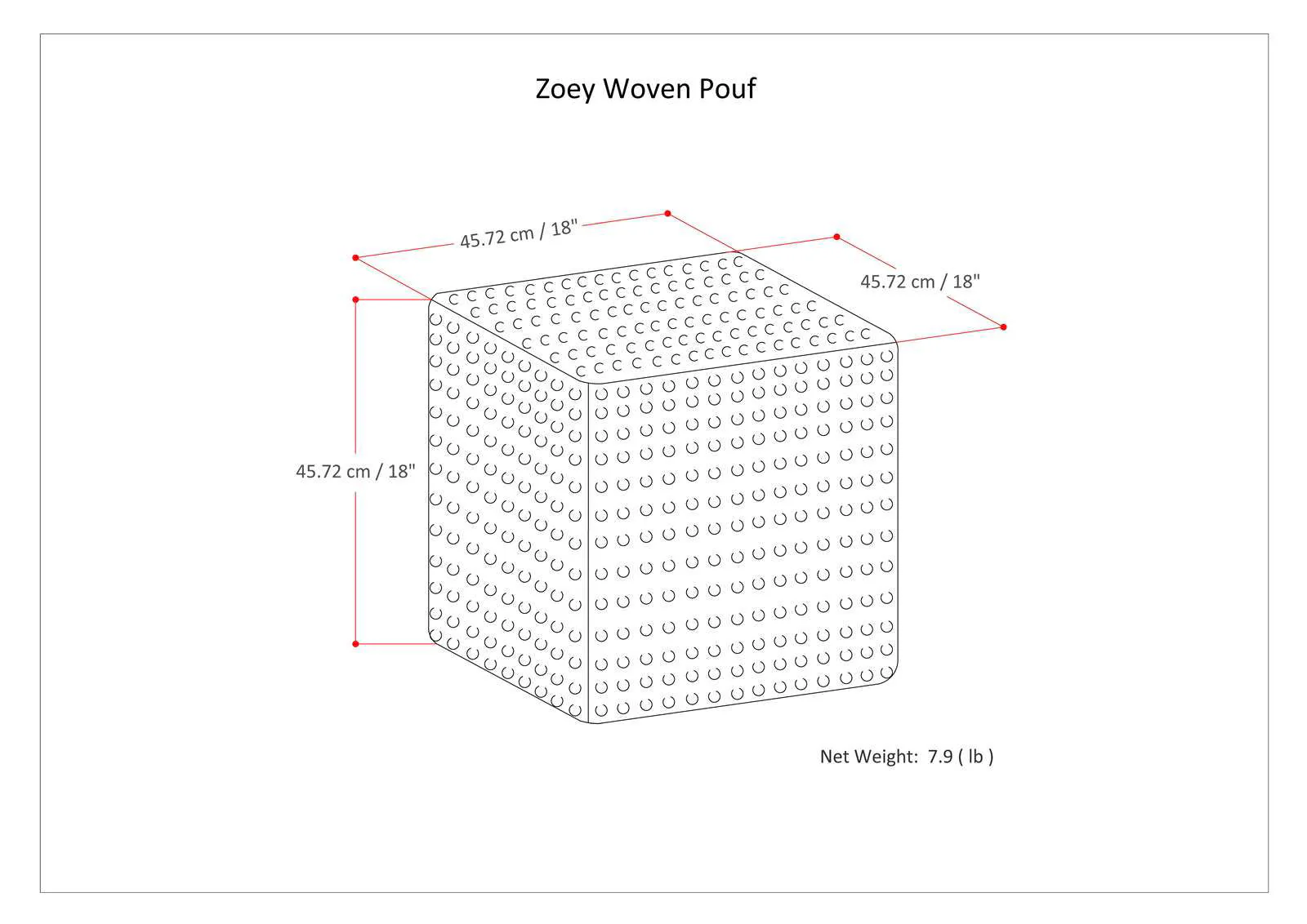 Zoey - Handcrafted Woven Cube Pouf - Image 8