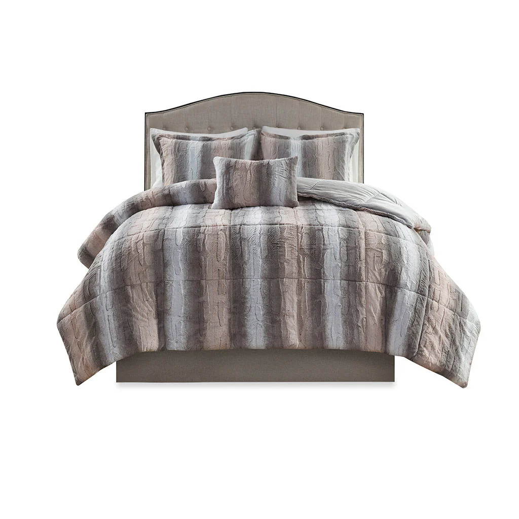Zuri - King Comforter (Set of 4) - Blush / Gray - Image 4