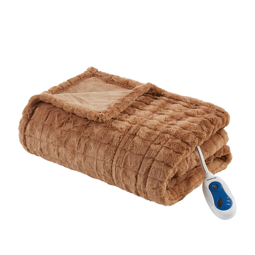 Zuri - Oversized Heated Throw - Brown Texture - Image 3