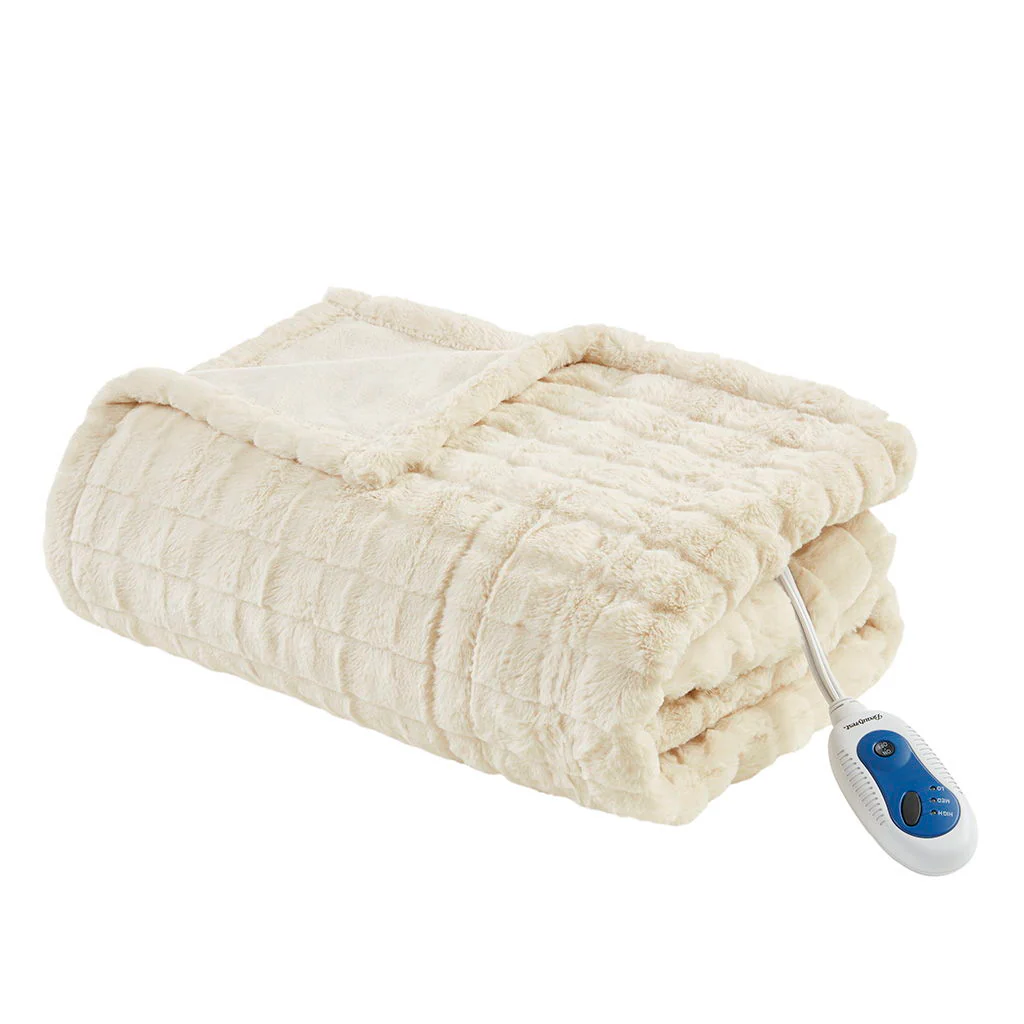 Zuri - Oversized Heated Throw - Ivory Texture - Image 2